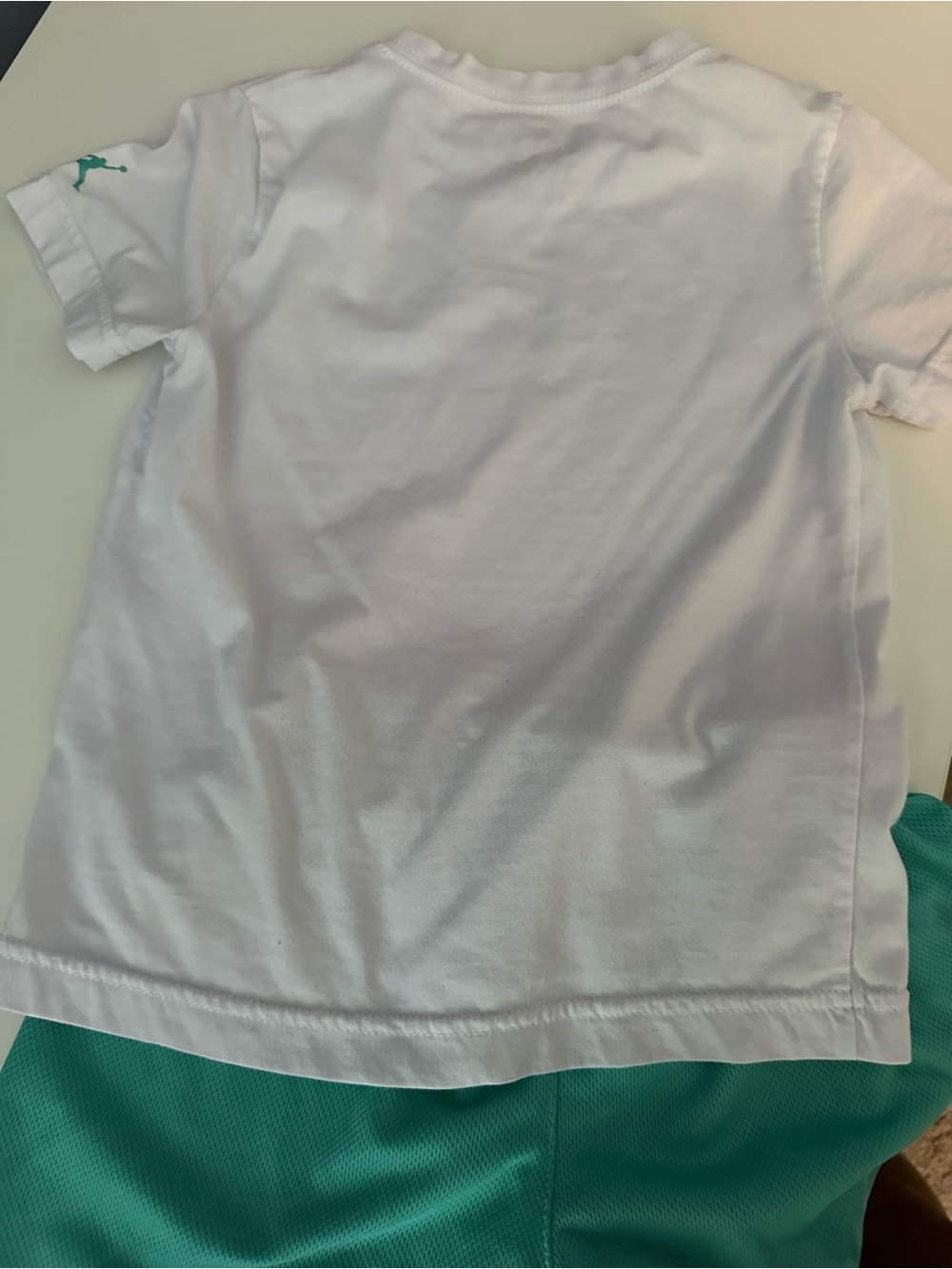 Jordan White Tee with Teal Jumpman Accent & Teal Shorts - Picture 5 of 6